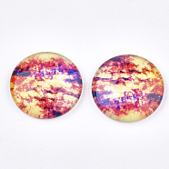 Starry Sky Pattern Printed Glass Cabochons, Half Round/Dome, Colorful, 25x6~6.5mm(GGLA-N004-25mm-D75)