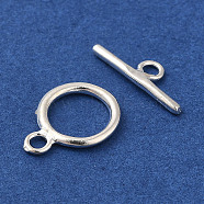 925 Sterling Silver Ring Toggle Clasps, Ring: 11.5x8.5mm, Bar: 12x4mm, Hole: 1.2mm(STER-A008-16)