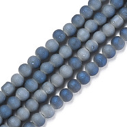 Electroplate Frosted Glass Beads Strands, Round, Marine Blue, 5x4mm, Hole: 1mm, about 98~102Pcs/strand, 16.14 inch~16.54 inch(41~42cm)(EGLA-N006-036A)