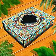 DIY Diamond Jewelry Box Kits, including Wooden Board with Mirror, Resin Rhinestones, Diamond Sticky Pen, Tray Plate and Glue Clay, Colorful, Finished Product: 200x150x45mm(DIAM-PW0001-084A)