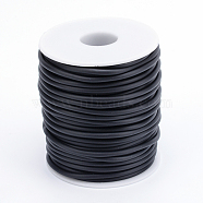 PVC Tubular Solid Synthetic Rubber Cord, No Hole, Wrapped Around White Plastic Spool, Black, 2mm, about 54.68 yards(50m)/roll(RCOR-R008-2mm-50m-09)