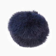 Handmade Faux Rabbit Fur Pom Pom Ball Covered Pendants, Fuzzy Bunny Hair Balls, with Elastic Fiber, Prussian Blue, 55~74mm, Hole: 5mm(WOVE-F020-A13)