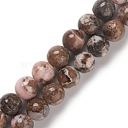 Natural Rhodonite Beads Strands, Round, 8x8mm, Hole: 0.8mm, about 51pcs/strand, 15.47''(39.3cm)(G-K332-A01-02)