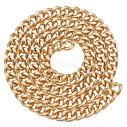 Aluminium Curb Chains, Unwelded, Light Gold, Link: 16.5x13x3.5mm, about 39.37 inch(1m)/strand(CHA-TAC0001-01G)
