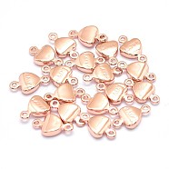 Brass Links Connectors, Cadmium Free & Nickel Free & Lead Free, Heart with Word Love, For Valentine's Day, Real Rose Gold Plated, 10x5.5x2mm, Hole: 1mm(KK-J279-42RG-NR)
