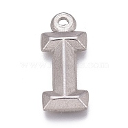 304 Stainless Steel Pendants, Alphabet, Letter.I, 16x7x2mm, Hole: 1mm(X-STAS-H119-01P-I)