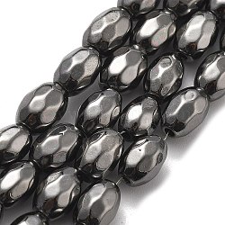 Synthetic Magnetic Hematite Beads Strands, Faceted, Oval, Gunmetal Plated, 7x4~4.5x5.5mm, Hole: 1.2mm, about 65pcs/strand, 15.75''(40cm)(G-P518-07B)