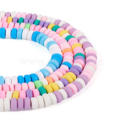 4 Strands 4 Style Handmade Polymer Clay Beads, Flat Round/Disc, Mixed Color, 6~7x3mm, Hole: 1.2~1.5mm, 1strand/style(CLAY-CW0001-05)