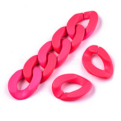 Opaque Spray Painted Acrylic Linking Rings, Fluorescence, Quick Link Connectors, for Curb Chains Making, Unwelded, Twist, Deep Pink, 29x20.5x6mm, Inner Diameter: 8x16mm(X-OACR-R249-03B)
