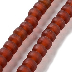 Handmade Lampwork Beads, Column, Brown, 10x6.5~7mm, Hole: 2.8mm, about 94pcs/strand, 25.39''(64.5cm)(LAMP-Z008-08E)