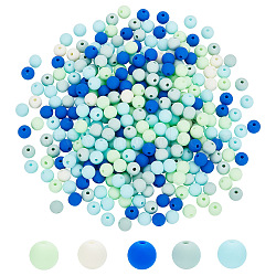 Frosted Opaque Acrylic Beads, Round, Dark Blue, 8mm, Hole: 2mm, 160g, about 592pcs/box(OACR-AR0001-20A)