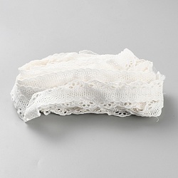 15 Yards Hollow Cotton Embroidery Flower Ribbon, for Garment Accessories, White, 1-1/8 inch(28mm)(OCOR-WH0101-40A)