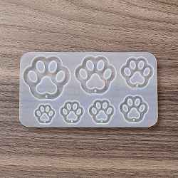 DIY Pendant Silicone Molds, Resin Casting Molds, for UV Resin, Epoxy Resin Jewelry Making, Paw Print, 73x132x6mm, Hole: 1.2~1.6mm, Inner Diameter: 18~40.5x19~45mm(X1-SIMO-F145-12)