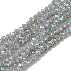 Electroplate Glass Beads Strands, Full Rainbow Plated, Faceted, Rondelle, Cornsilk, 3x2mm, Hole: 0.8~1mm, about 165~169pcs/strand, 15.7~16.1 inch(40~41cm)(X-GLAA-F078-FR15)
