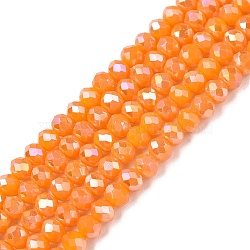 Electroplate Glass Beads Strands, Opaque Solid Color, AB Color Plated, Faceted, Rondelle, Gold, 3.5~3.8x3mm, Hole: 0.4mm, about 113~115pcs/strand, 32.5~33cm(EGLA-A044-P3mm-B29)