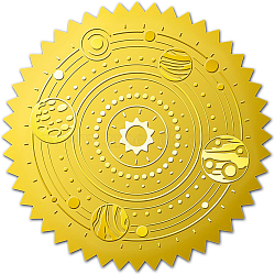 Self Adhesive Gold Foil Embossed Stickers, Medal Decoration Sticker, Planet Pattern, 5x5cm(DIY-WH0211-195)
