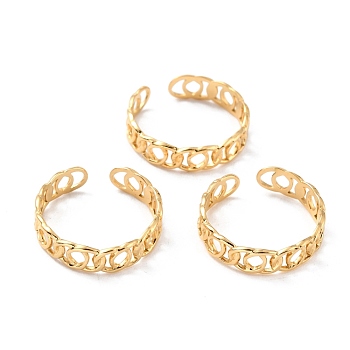 Ion Plating(IP) 304 Stainless Steel Finger Rings, Cuff Rings, Long-Lasting Plated, Hollow, Golden, US Size 7 3/4(17.9mm), 5mm