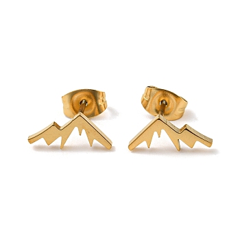 Golden 304 Stainless Steel Stud Earrings for Women, Mountain, 5x12mm