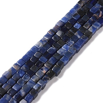 Natural Sodalite Beads Strands, Cube, 3.5~4x3.5~4x3.5~4mm, Hole: 1.2mm, about 99pcs/strand, 15.20''(38.6cm)