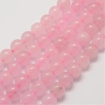 Granos naturales de abalorios de cuarzo rosa, redondo, teñido, 8mm, agujero: 1 mm, aproximamente 48 pcs / cadena, 15.7 pulgada