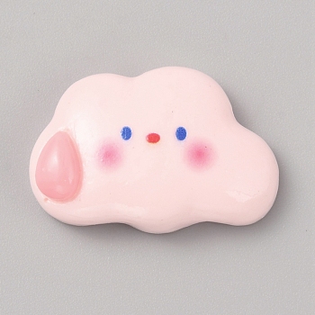 Opaque Resin Cabochons, Cartoon Cloud with Drop, Pink, 17x26x7.5mm