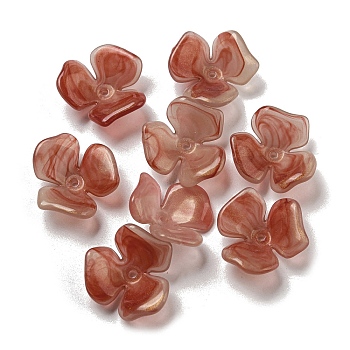 Two-tone Opaque Acrylic Beads, Gradient Color, Flower, Dark Red, 23x21.5x8.5mm, Hole: 1.6mm