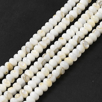 Natural Freshwater Shell Beads Strands, Rondelle, Beige, 5x3mm, Hole: 0.9mm, about 114~115pcs/strand, 15.31~15.43''(38.9~39.2cm)