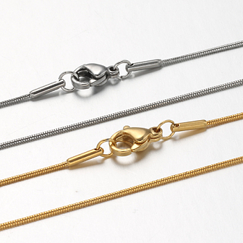 304 Stainless Steel Snake Chains Necklaces, with Lobster Claw Clasps, Mixed Color, 17.7 inch(45cm)