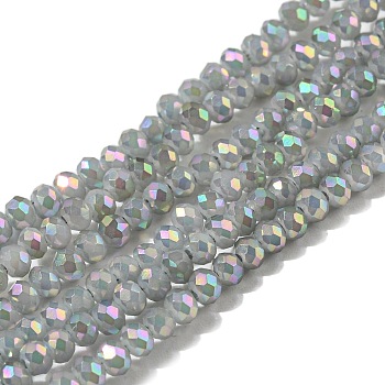 Electroplate Glass Beads Strands, Full Rainbow Plated, Faceted, Rondelle, Cornsilk, 3x2mm, Hole: 0.8~1mm, about 165~169pcs/strand, 15.7~16.1 inch(40~41cm)