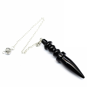 Natural Obsidian Dowsing Pendulum Big Pendants, Cone Charm, Reiki Wicca Witchcraft Balancing Pointed Pendant Pendulum, 885mm
