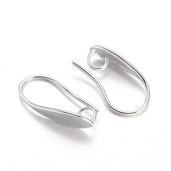 Brass Earring Hooks, Ear Wire, with Horizontal Loop, Platinum, 18x5.5x10.5mm, Hole: 3.5mm, 18 Gauge, Pin: 1mm