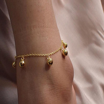 Alloy Tassel Anklets for Women, Golden, Bell, 8-5/8 inch(220mm)