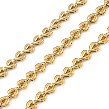 Heart 304 Stainless Steel Link Chains, Soldered, with Spool, Golden, 5.5x4x2mm, about 32.81 Feet(10m)/Roll