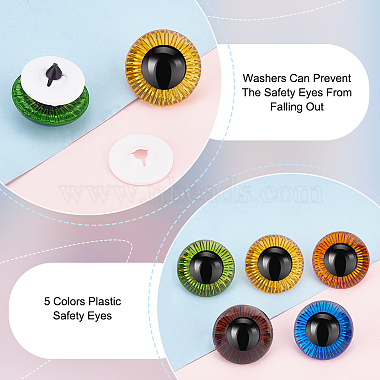 Elite 30Pcs 5 Colors Craft Plastic Doll Eyes(DOLL-PH0001-49)-3