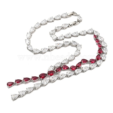 Crimson Teardrop Brass Necklaces