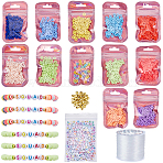 DIY Bracelet Kits, including Polymer Clay Beads, ABS Plastic Beads, Acrylic Beads, Resealable Bags, Flat Elastic Crystal String, Mixed Color, 6x1mm, Hole: 2mm(DIY-BM0001-69)