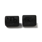 20Pcs Frosted Glass Beads, Black, Column with Constellation, Capricorn, 13.7x10mm, Hole: 1.5mm(JX560J)
