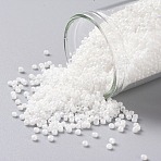 TOHO Round Seed Beads, Japanese Seed Beads, (401) Opaque AB White, 15/0, 1.5mm, Hole: 0.7mm, about 3000pcs/10g(X-SEED-TR15-0401)