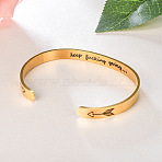 Inspirational Stainless Steel Cuff Bangles for Men Women,  Word, Golden, Inner Diameter: 2-3/8 inch(6cm)(FS-WG0E735-02)