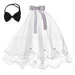 Adjustable Polyester Dog Collar & Wedding Bride Veil Sets, Mixed Color, 300~460x545x13mm(AJEW-DR0001-74)