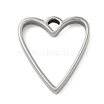 Heart 304 Stainless Steel Open Back Bezel Pendants, For DIY UV Resin, Epoxy Resin, Pressed Flower Jewelry, Stainless Steel Color, 21x19x3mm, Hole: 2.5x2.5mm(STAS-K279-04C-P)