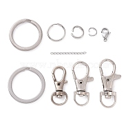 DIY Keychain Making Kit, Including Alloy Swivel Lobster Claw Clasps, 304 Stainless Steel Jump Rings & Curb Chains Extender & Keychain Clasps, Platinum & Stainless Steel Color, 265Pcs/box(DIY-TZ0001-07)