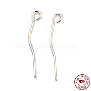 925 Sterling Silver Eye Pins, with S925 Stamp, Silver, 21 Gauge, 15x2.5mm, Hole: 1mm, Pin: 0.7mm(STER-Z004-02A)