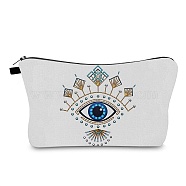 Evil Eye Theme Polyester Cosmetic Pouches, with Iron Zipper, Waterproof Clutch Bag, Toilet Bag for Women, Rectangle, White, 13x22x2.2cm(ABAG-D009-01F)