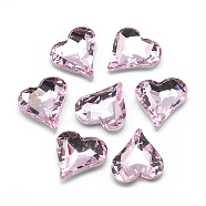 Pointed Back Glass Rhinestone Cabochons, Faceted, Back Plated, Heart, Pearl Pink, 12x11.8x4.5mm(RGLA-T031-12x13mm-03)