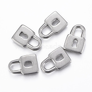 Tarnish Resistant 304 Stainless Steel Pendants, Padlock, Stainless Steel Color, 16.5x11x2mm, Hole: 5.5x4mm(STAS-H416-88P)