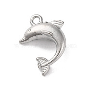 Ocean Theme 304 Stainless Steel Pendants, Stainless Steel Color, Dolphin, 20x15x7.8mm, Hole: 1.5mm(STAS-M072-05C-P)