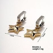 Shiny and Elegant Hoop Earrings for Women, Golden & Silver, Star, 23x18mm(IQ8570-1)