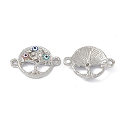 Alloy Crystal Rhinestones Connector Charms, with Enamel, Flat Round Tree Links with Colorful Evil Eye, Platinum, 16x22x3.7mm, Hole: 1.6mm(FIND-A024-45P)