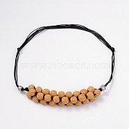 (Jewelry Parties Factory Sale)Lava Rock Beaded Necklaces, with Waxed Cotton Cord and Tibetan Style Findings, Sandy Brown, 18.1 inch~29.9 inch(NJEW-D204-04)